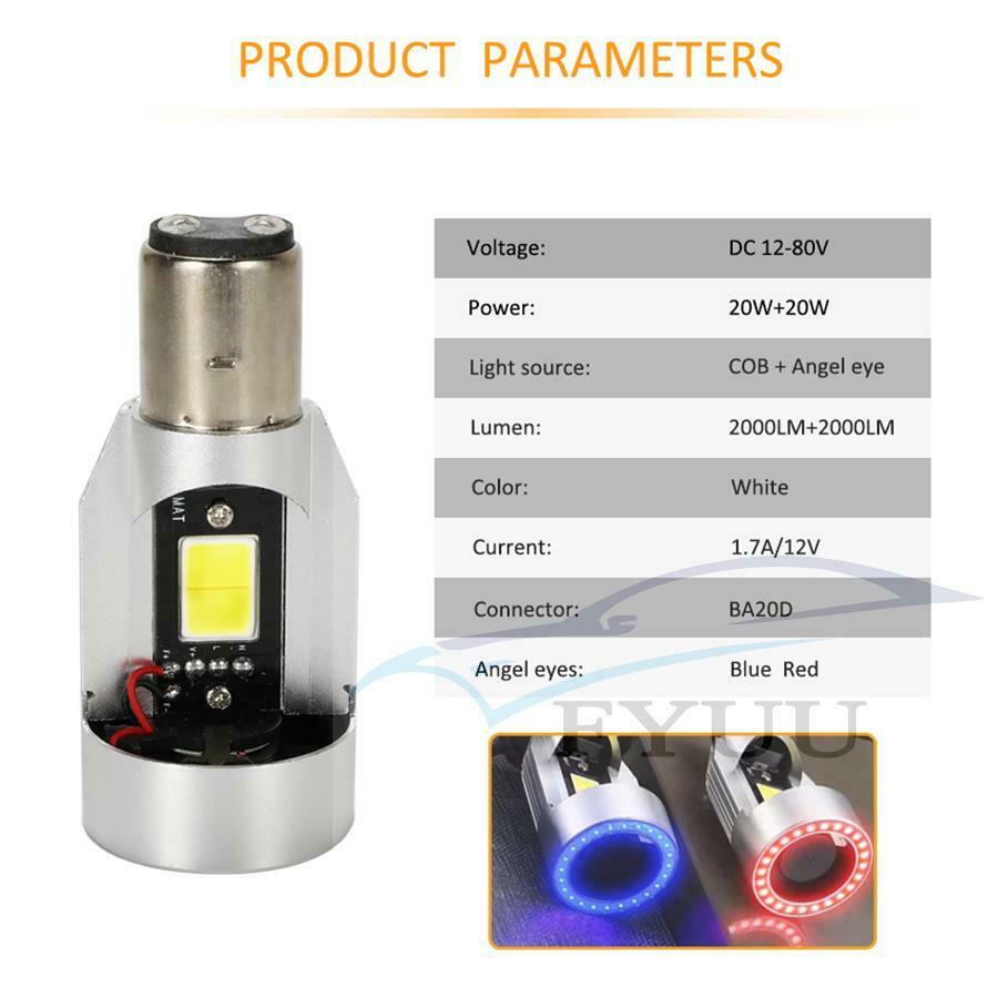 Angel eyes COB Motorcycle Headlight Bulbs LED Head Lamp Fog Light 40W 4000LM