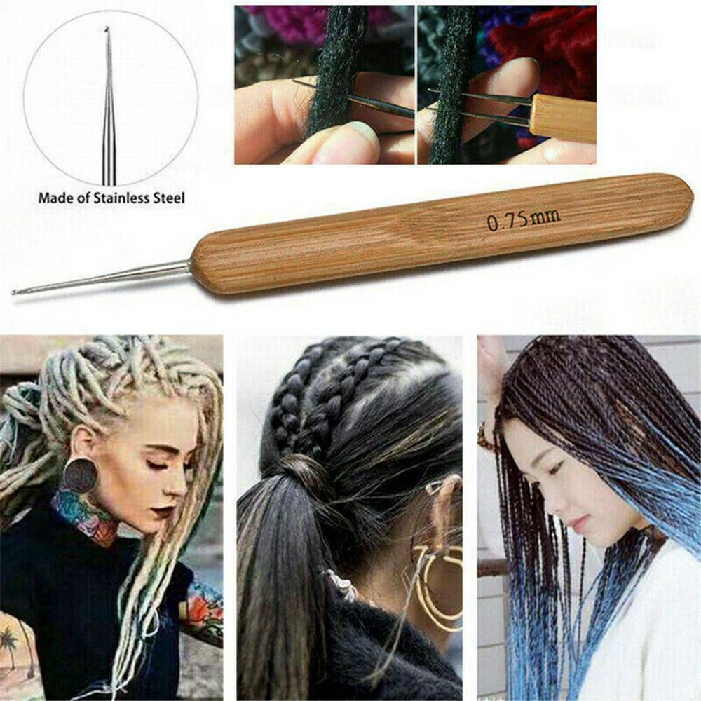 3x Crochet Hook Needle for Braid Hair Micro Braid Needle Dread Lock