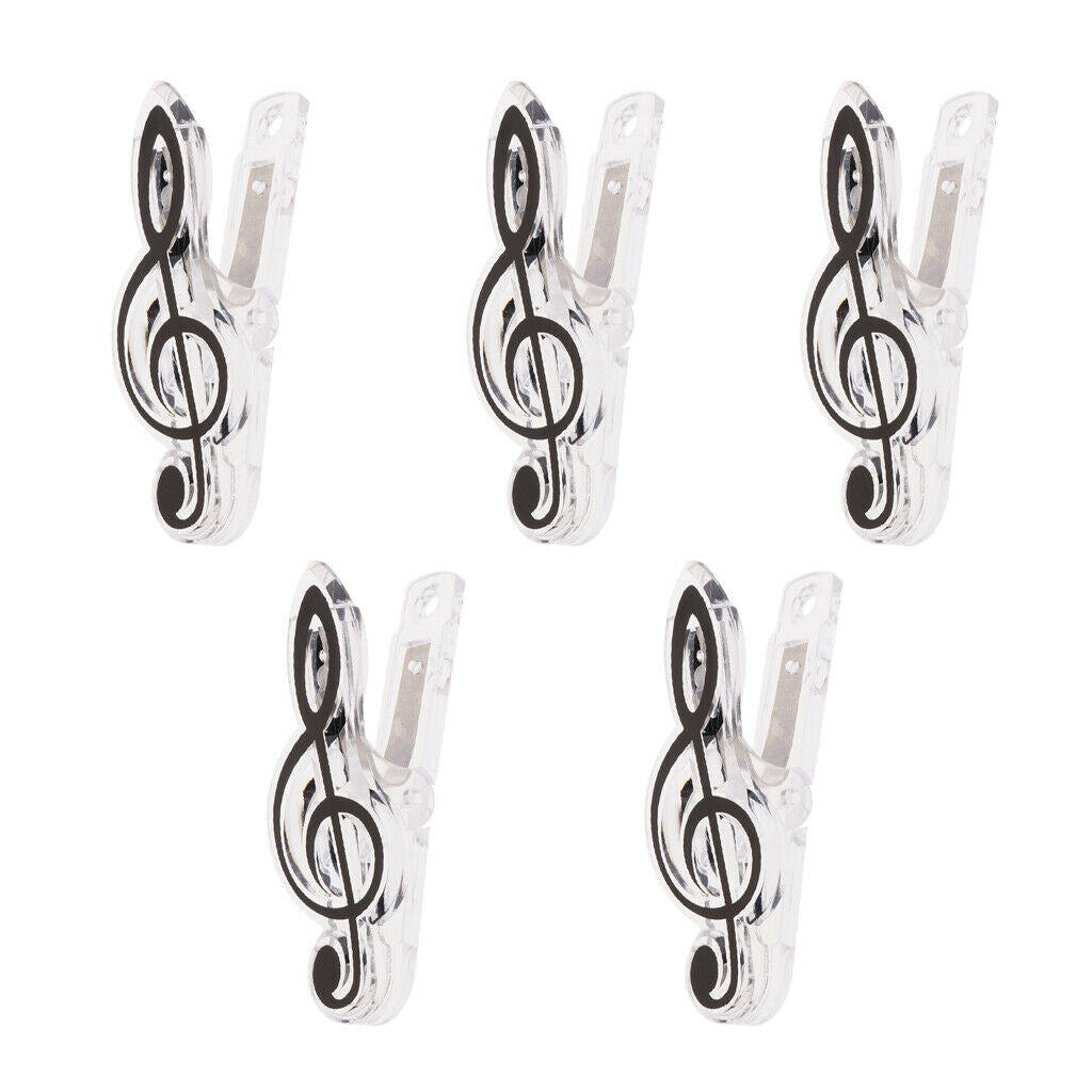 2X 5 Pieces Music Note Clip Music Book Page Plastic Music Stataionary Black