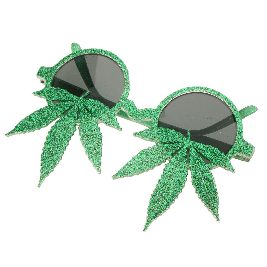 Novelty Glitter Green Maple Leaf