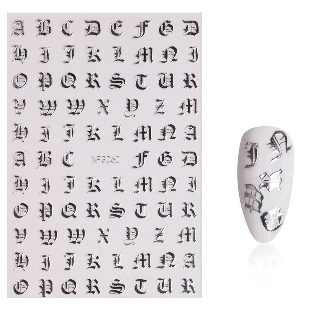 5x Adhesive Nail Art Stickers Letters Words Decals Stencils for Books Tables