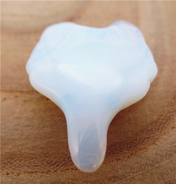 38x25x11mm White Opal Carved Fox Head Statue Reiki Healing Decoration HH8127