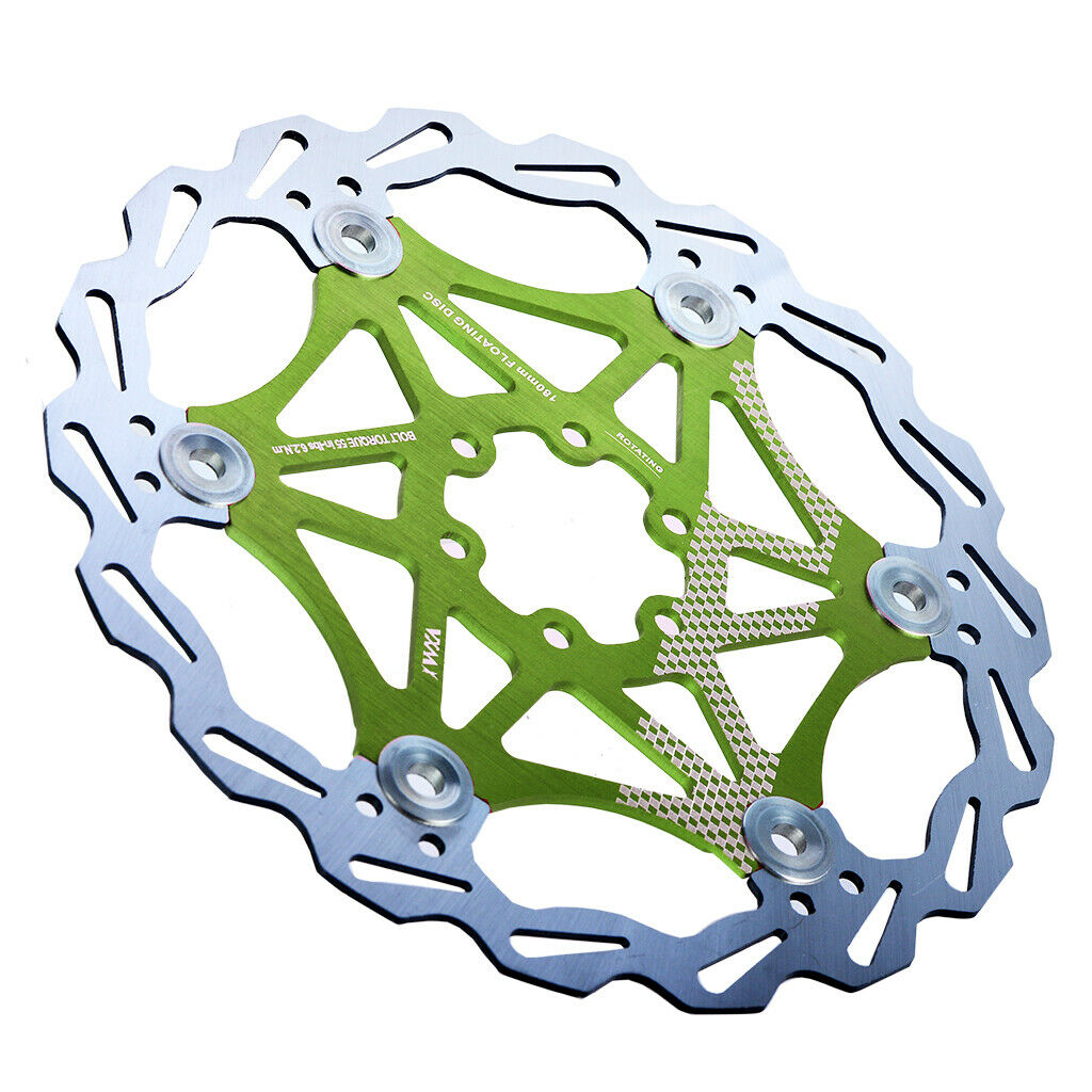 160mm Bicycle Rotor MTB Road Bike Floating Brake Disc Rotors 6 Bolts Green