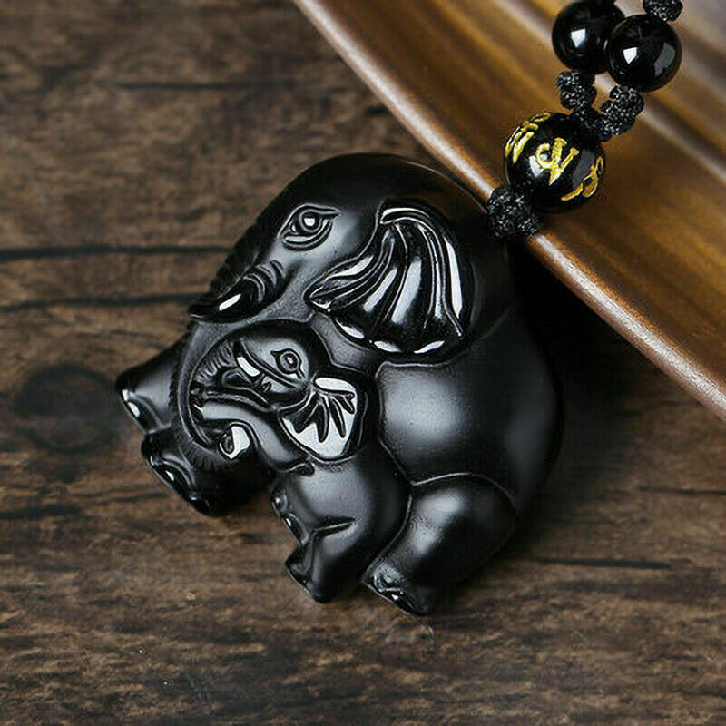 2020 Obsidian Elephant Pendant Necklace 100% Fashion Blessing Beautiful Gift