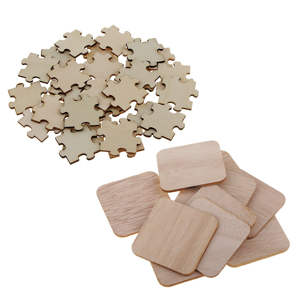 150pc Wooden Square Puzzle Pieces Embellish Craft Shape Blank Cardmaking Tag