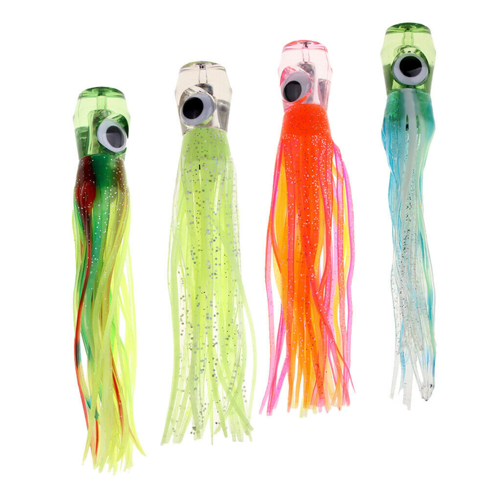 4x Soft Fishing Lure Octopus Skirt Trolling Lure Head Lures Lure Accessories