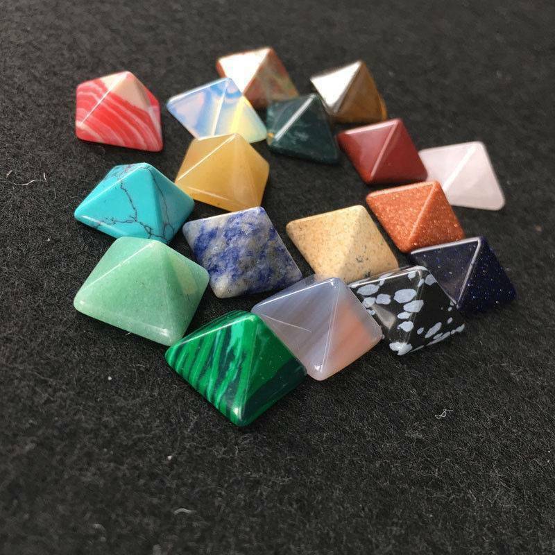 7Pcs Chakra Pyramid Stone Set Crystal Healing Wicca Natural Spirituality 14mm
