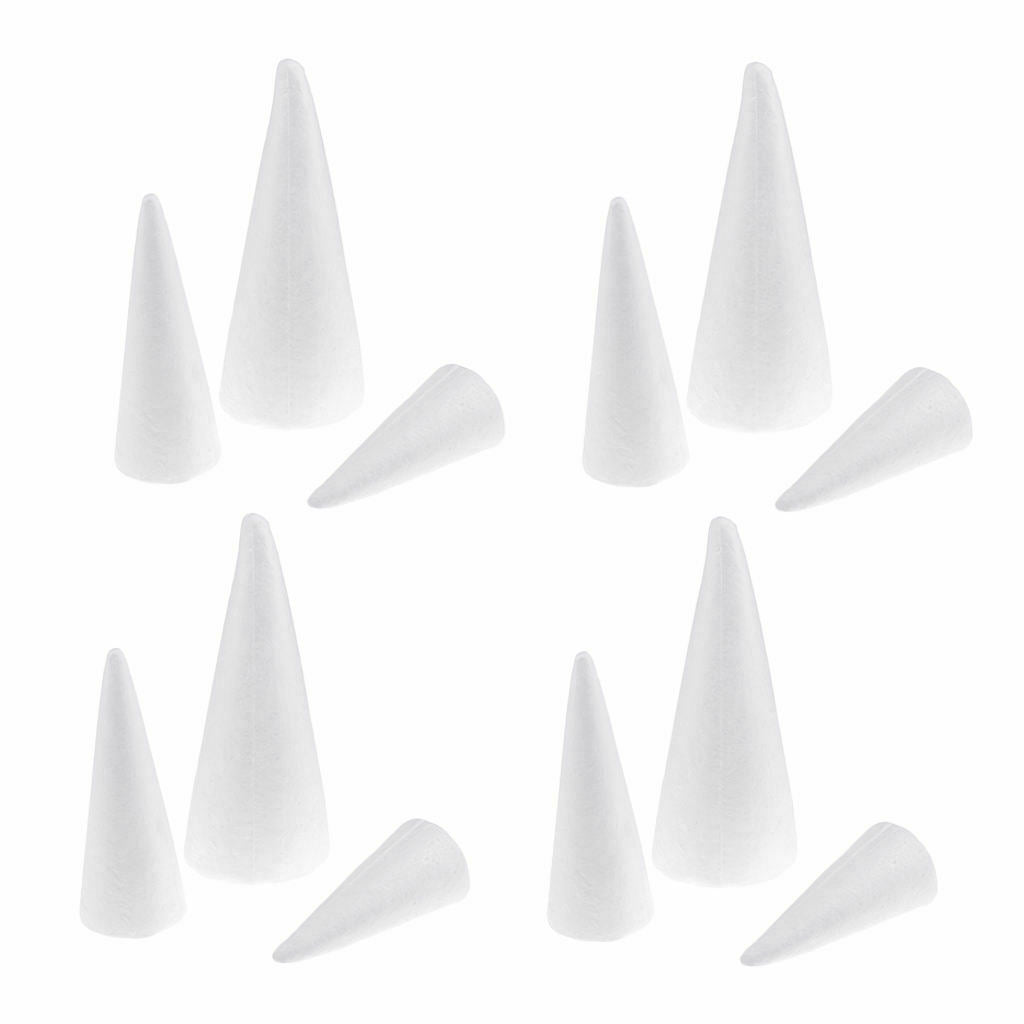 12 Cone Shape Styrofoam Foam Ornament for Kid DIY Painting Crafts 15/20/25cm