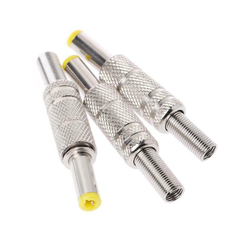 5 Pcs Metal 5.5x2.1mm DC Power Male Plug Jack Adapter Connector with Yellow Head