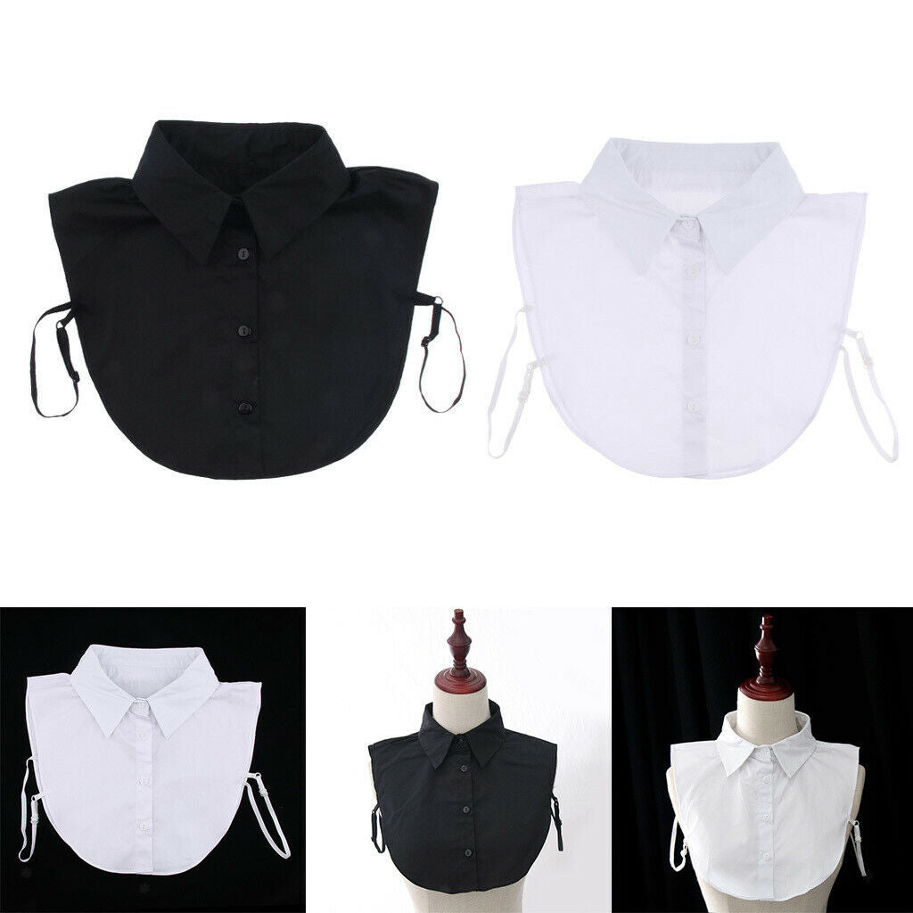 2x False Faux Collar Half Shirt Blouse Detachable W / 4 Buttons
