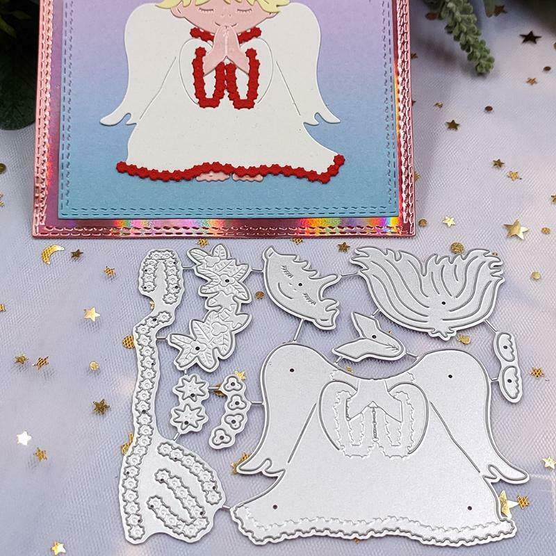 Prayer Angel Border Die-Cuts Stencils for DIY Scrapbooking Album Carbon Steel