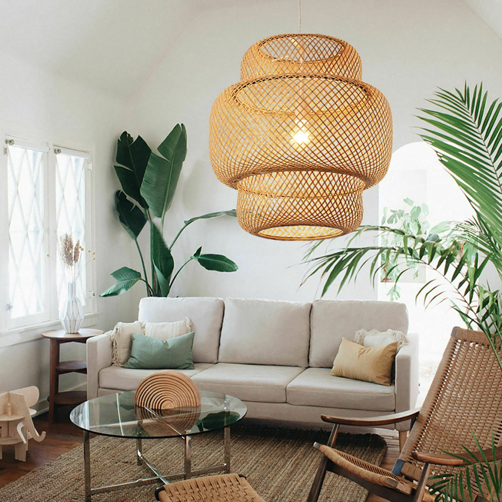 Handmade Pendant Lighting Rattan Light, Weaving Natural Bamboo Ceiling Novelty