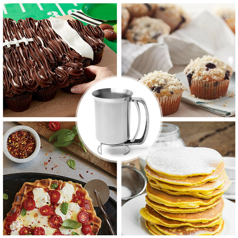 Pancake Cupcake Batter Dispenser Tool - Stainless Steel - Baking Holds Cup Too @