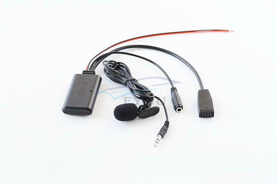 Car 10-pin Bluetooth 5.0 Audio Cable Auxiliary Adapter + Microphone For BMW E46