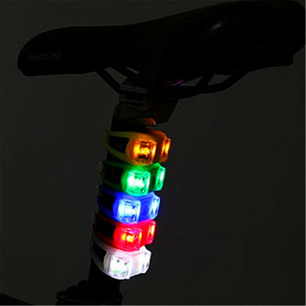 2PCS LED Bicycle Tail Lights Night Riding Colorful Flash Security Warning Lights
