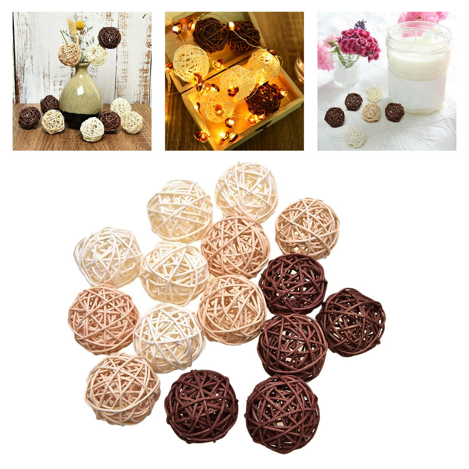 5cm Wicker Rattan Balls Decorative Orbs Table Ornament Wedding Decoration