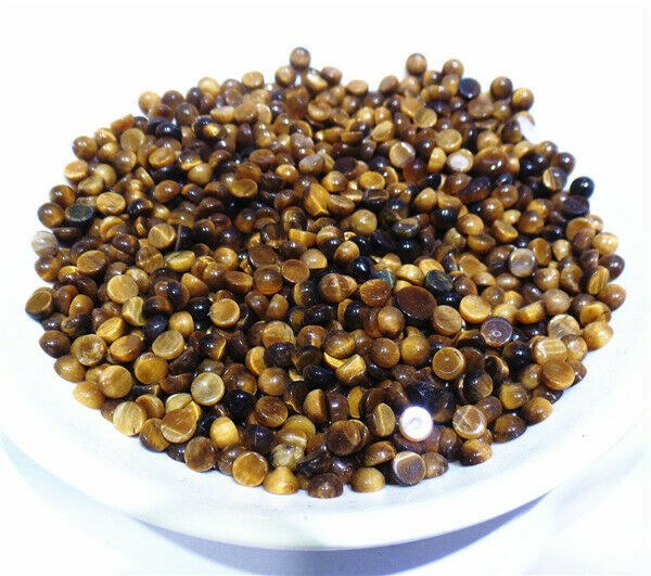 100Pcs 4x2mm Natural Tiger Eye Gem Round Cab Cabochon DIY Jewelry Making HH8441