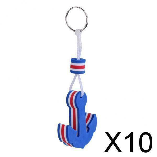 10X Novelty Floating Boating Keychain Fishing Key Buoy Float Blue Anchor