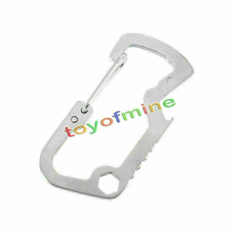Multi Tool Carabiner Survival Camping Hiking Rescue Gear Mini Keychain EDC