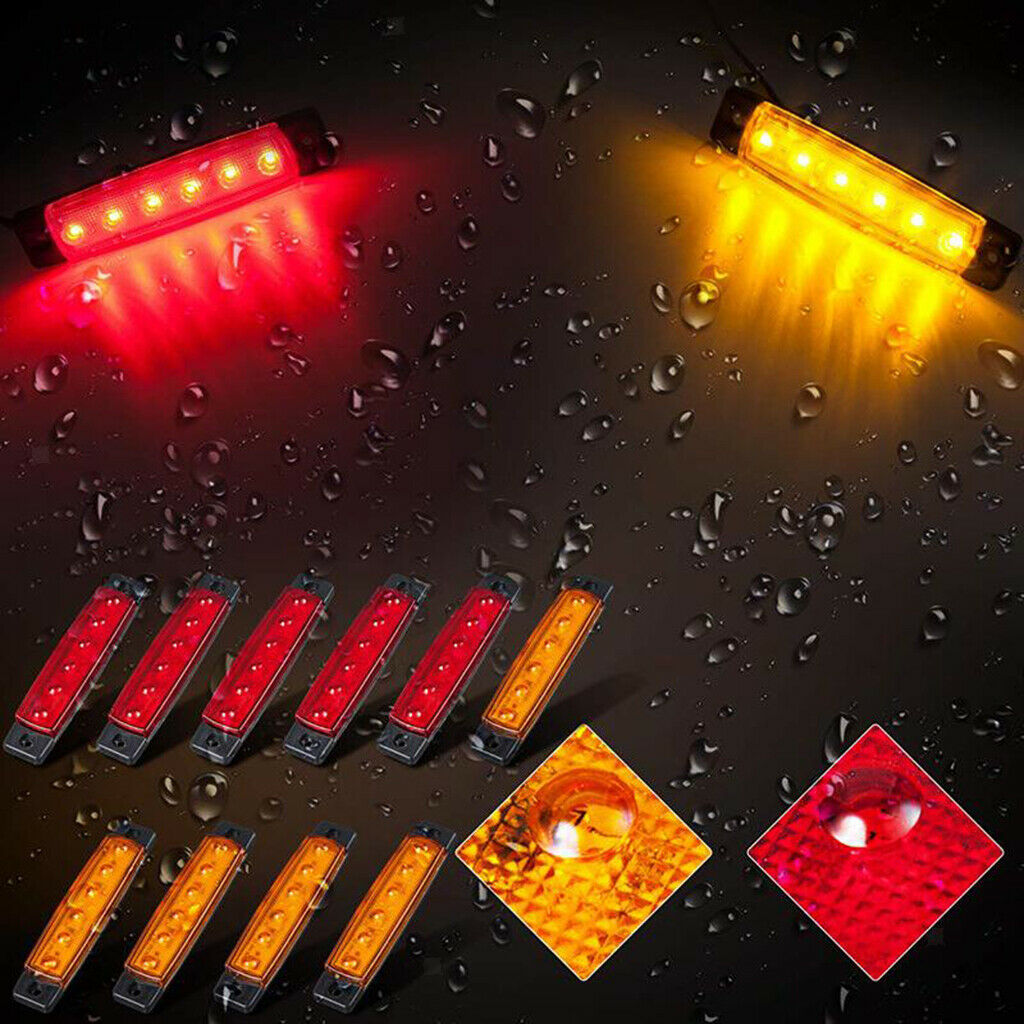 20pack 3.8" Amber 6-LED Side Marker Indicator Lamp Truck Vehicle 12V Red