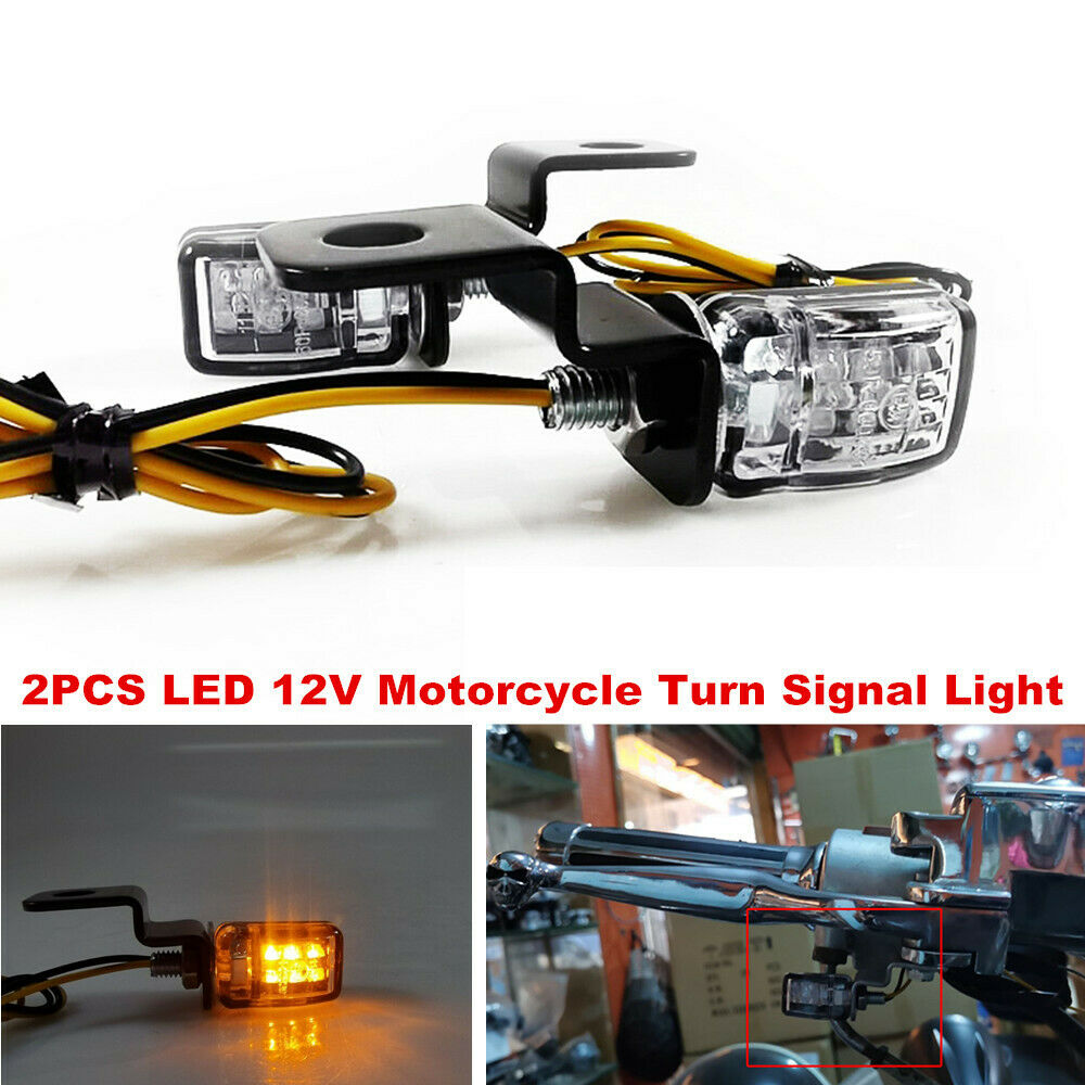 2PCS LED 12V Motorcycle ATV Bikes Turn Signal Light Indicator Flasher Amber Lamp
