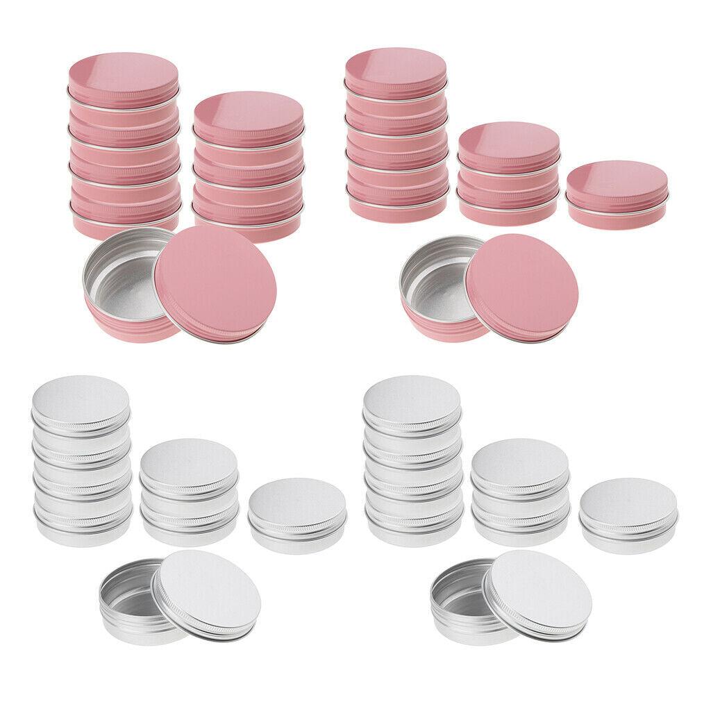 Pack of 32 Aluminum Cosmetic Containers Round Cans for Storage