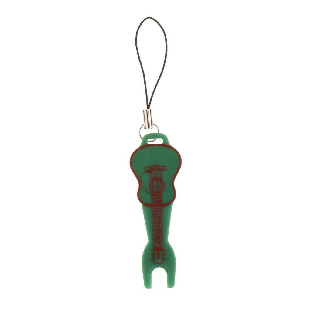 Mini Guitar-shaped Bridge Pin Puller Peg Remover w Keychain for Guitar Green