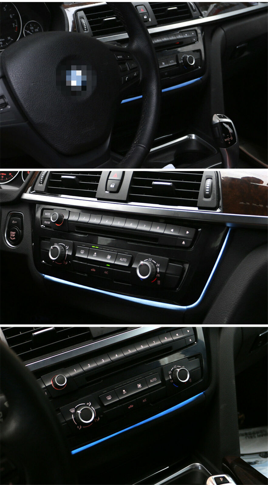 Orange Blue Car Stereo Radio Dash Decor Atmosphere Light For BMW 3 &4 Series F30