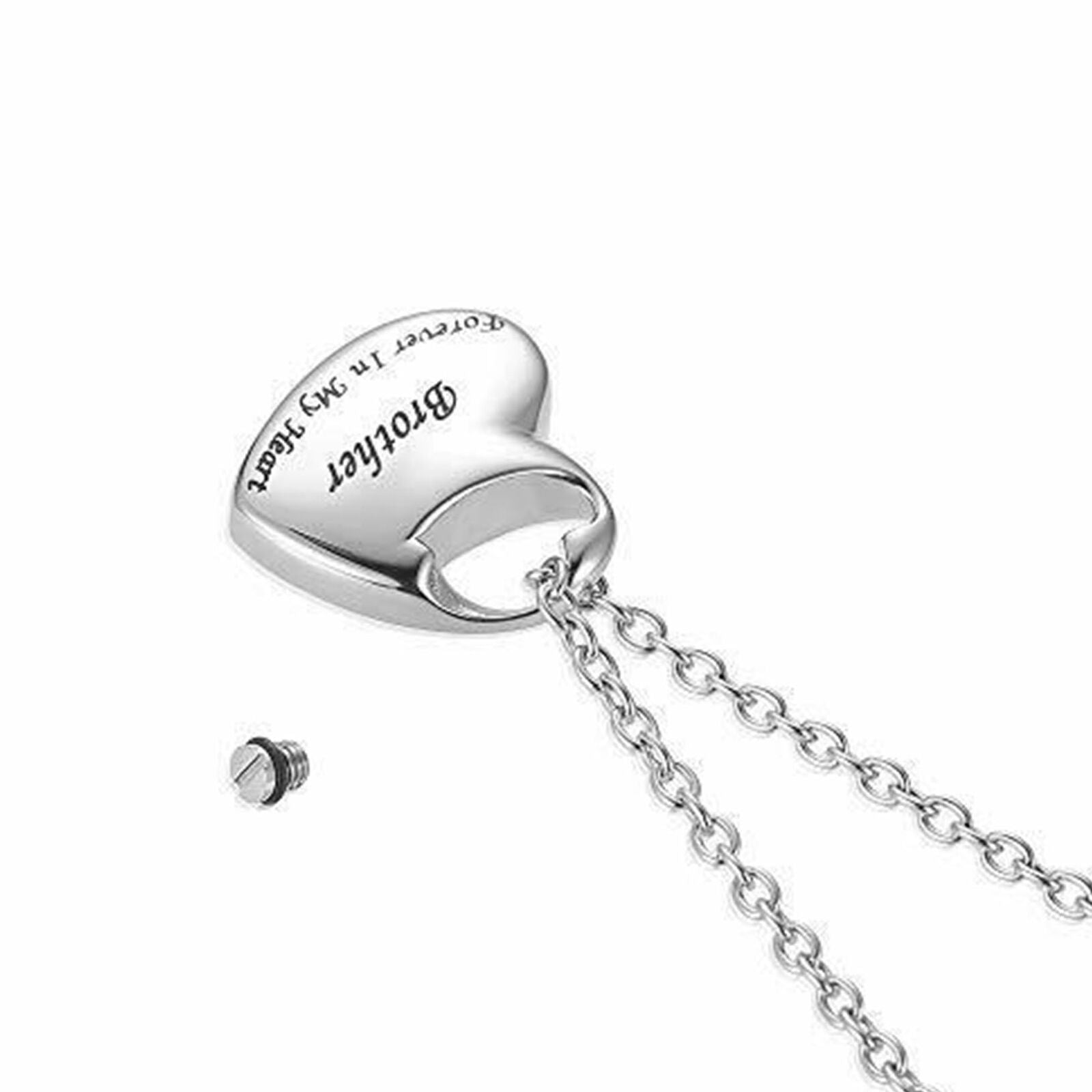 Brother Forever in My Heart Carved, Cremation Necklace for Ashes Urn Jewelry New
