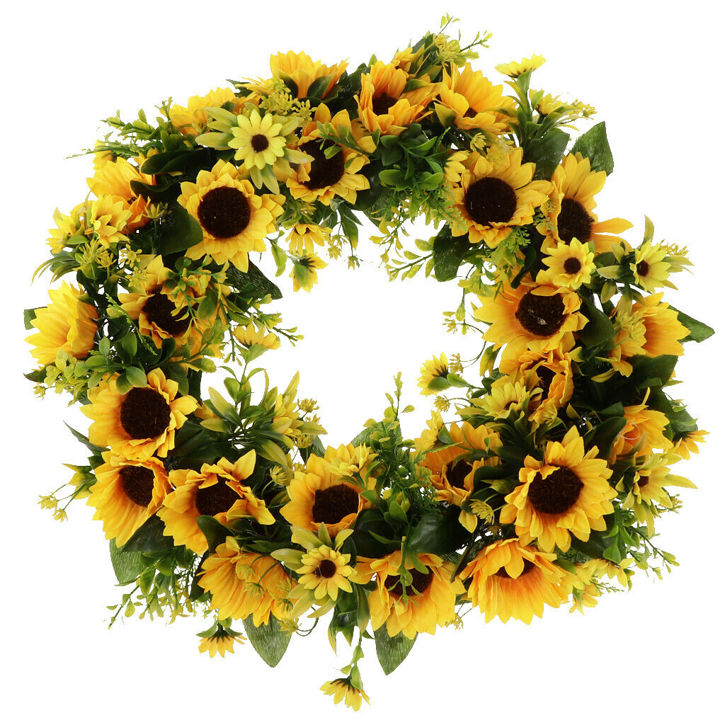 Sunflower Crown Flower Wreath Christmas Party Decoration Decor Door 40cm