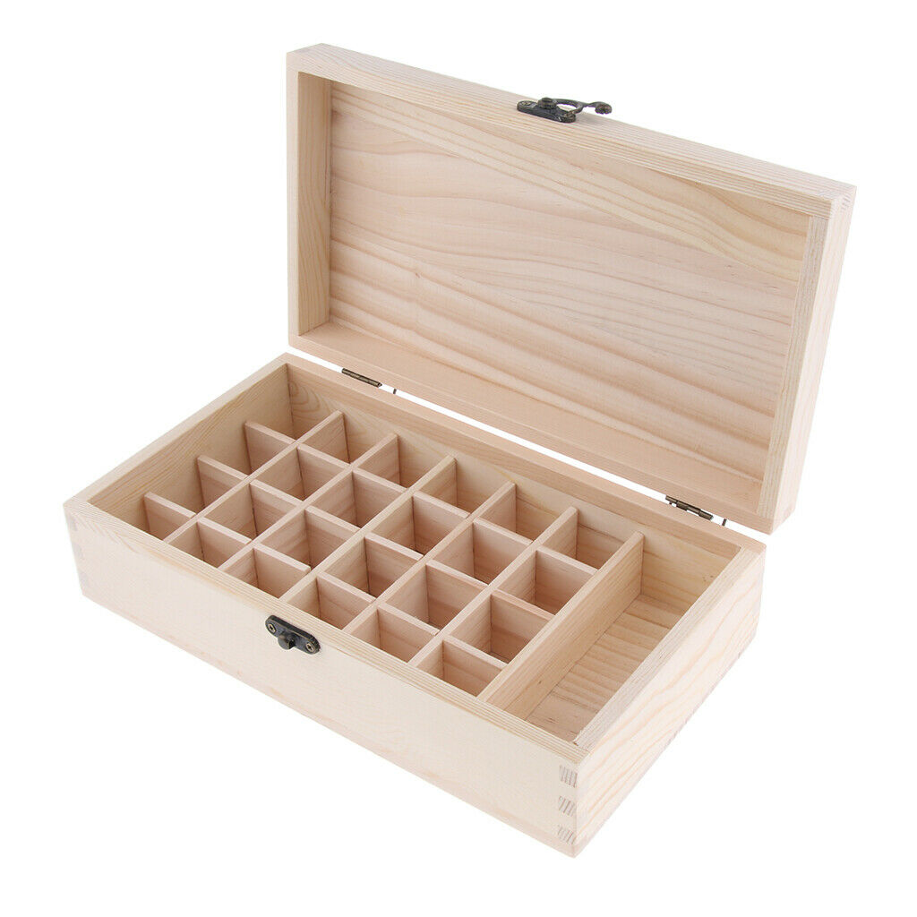 2x 25 Slot Wooden Essential Oils Storage Box Organizer for 15ml/ 100ml Oils
