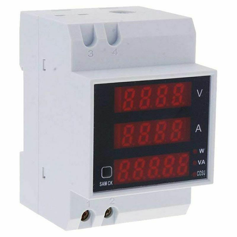 D52-2048 DIN Rail Digital Voltage Current Voltmeter Power Meter Ammeter J4Y5