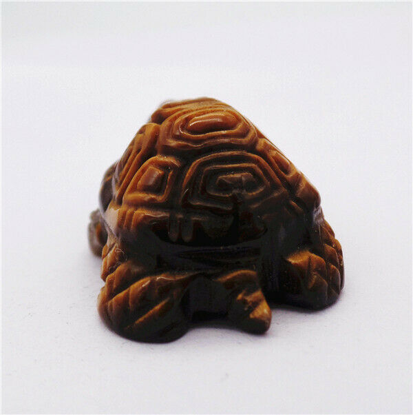 36x24x18mm Natural Tiger Eye Gem Carved Tortoise Decoration Statue Decor HH7910
