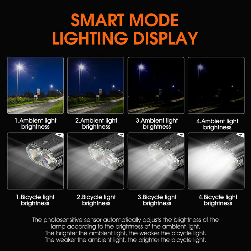 Bicycle Light USB Rechargeable Headlight Cycling LED Flashlight Lamp Waterproof
