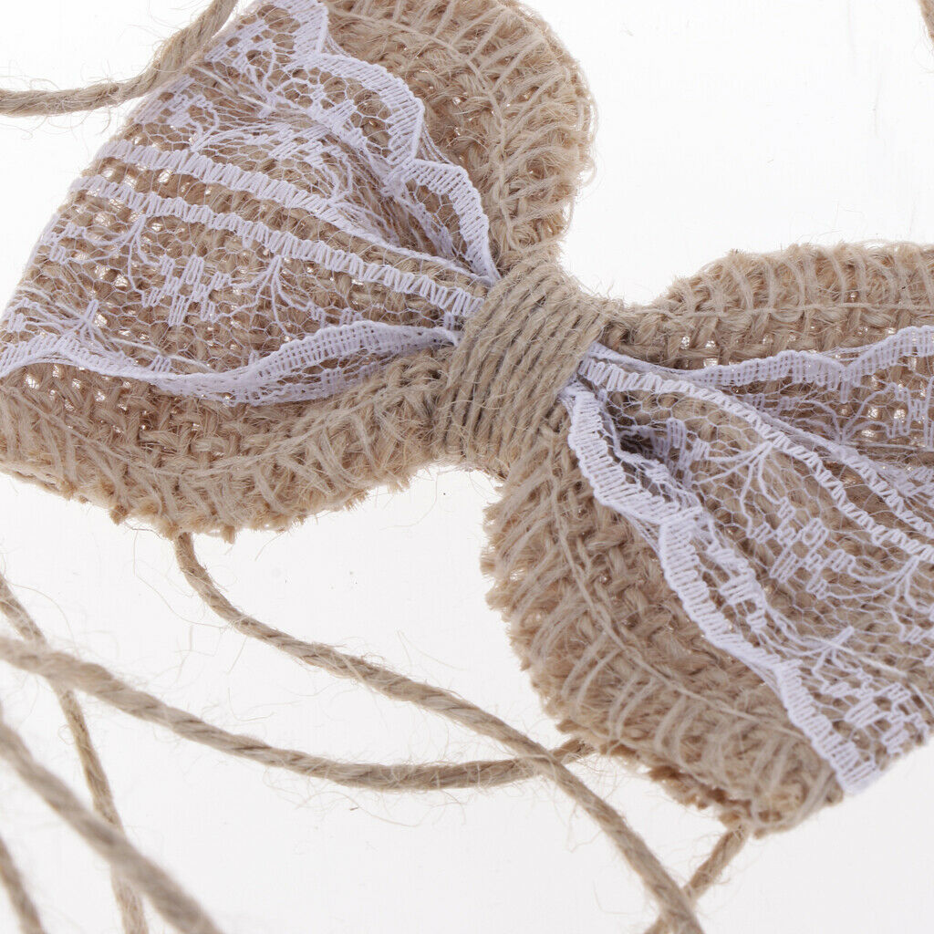 18x Lace Burlap Bow,Jute Bowknot, Bow Embellishments for Weddings 2.5x2.3in