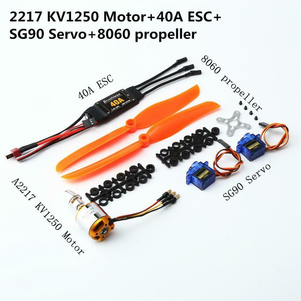 9G Micro Servo Brushless Motor 1250KV 40A ESC RC Fixed Wing Plane Parts