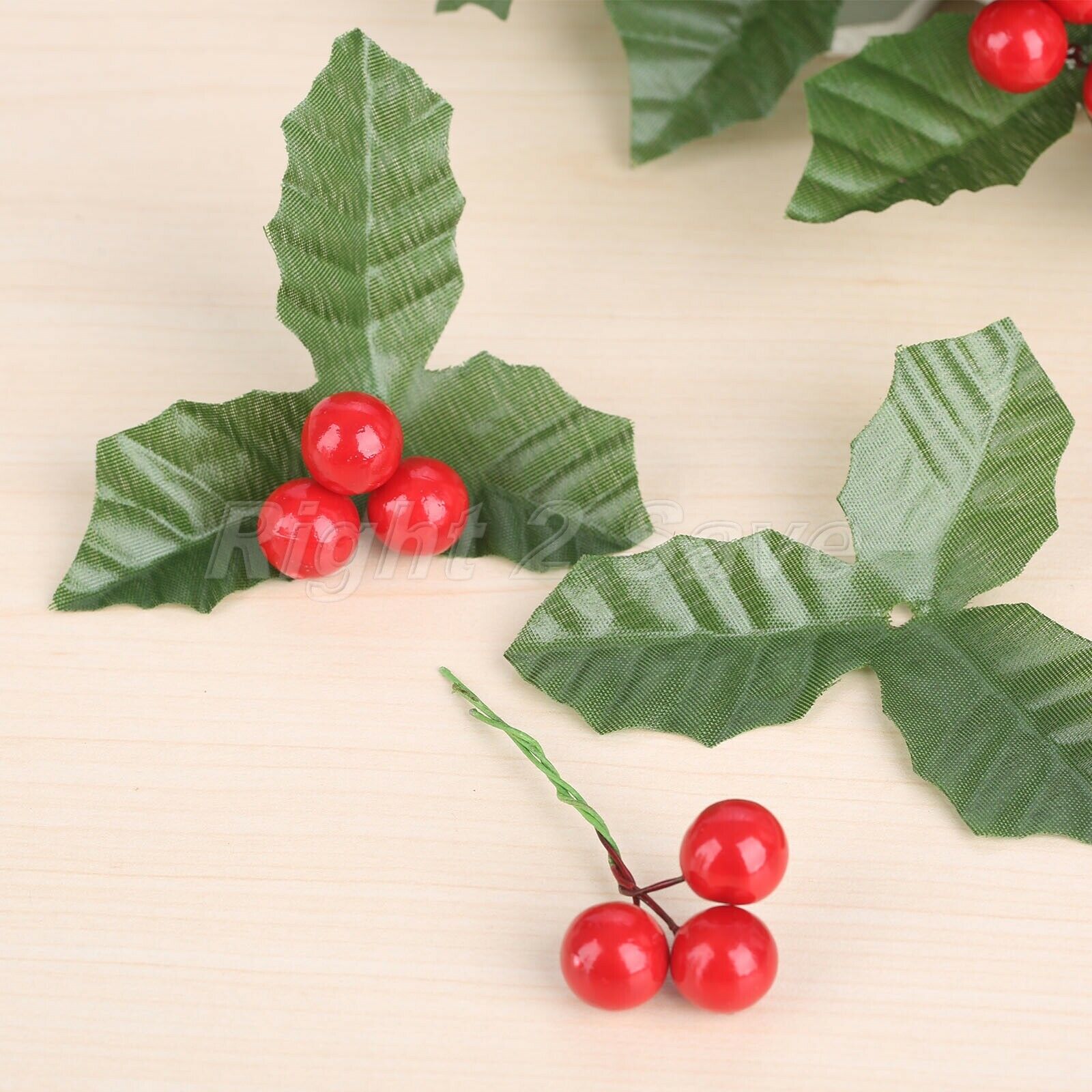 10Pcs Wedding Artificial Leaf Holly Berries Decoration Party Silk Leaf Flowers