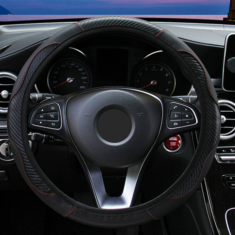Universal 38cm Car Steering Cover Wheel Cover Stitching PU Leather Car Cover HN