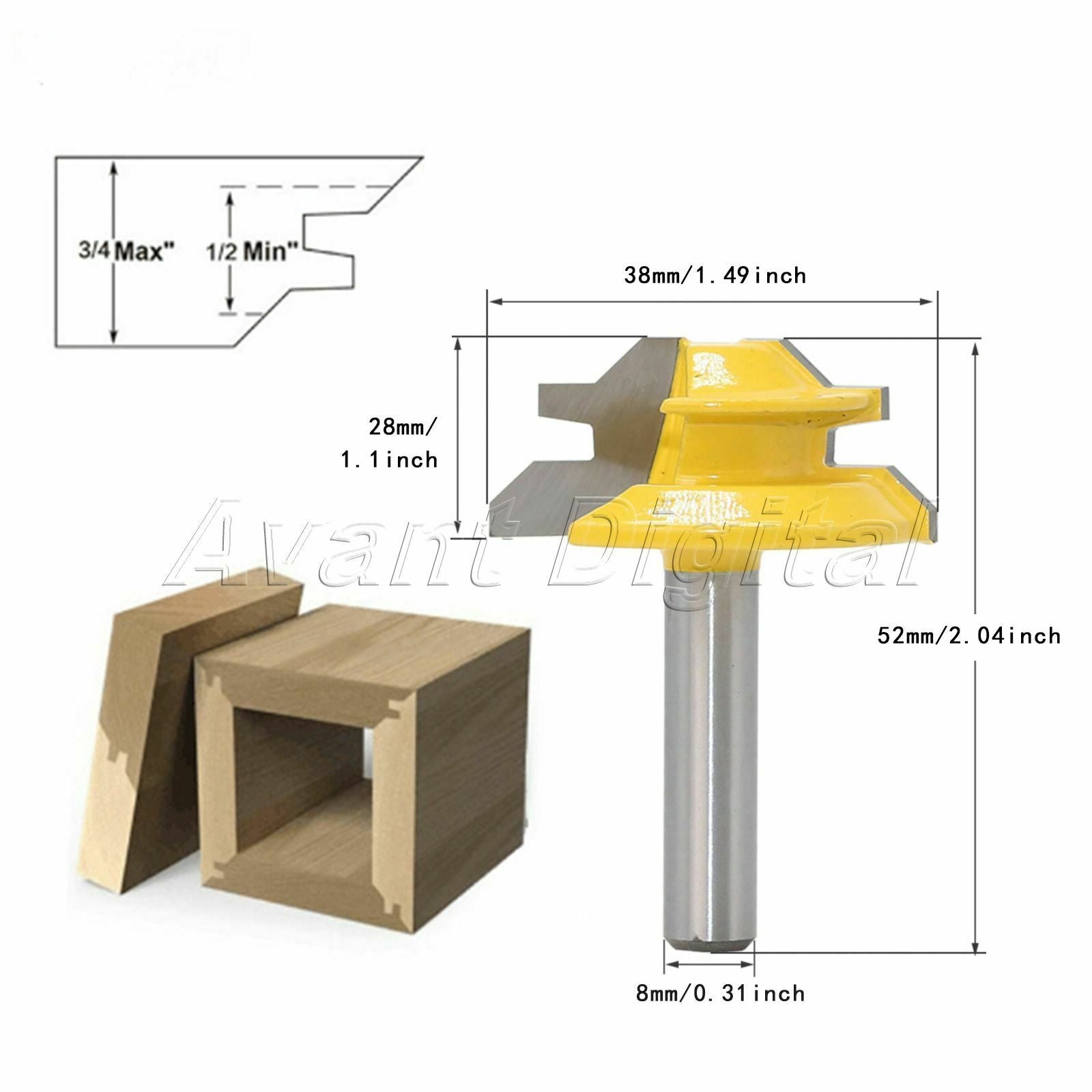 1/2" Round Shank 45 Degree Ogee Rail & Stile Router Bit Cutter Woodworking Tool