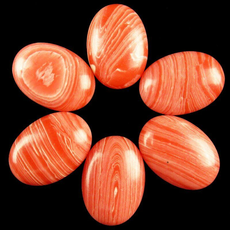 8Pcs 25x18x6mm Rhodochrosite Oval Cab Cabochon 25g A-240JM