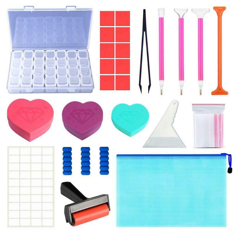 Diamond Painting Plate Tray Set with Diamond Painting Pens Tweezers Roller Glue