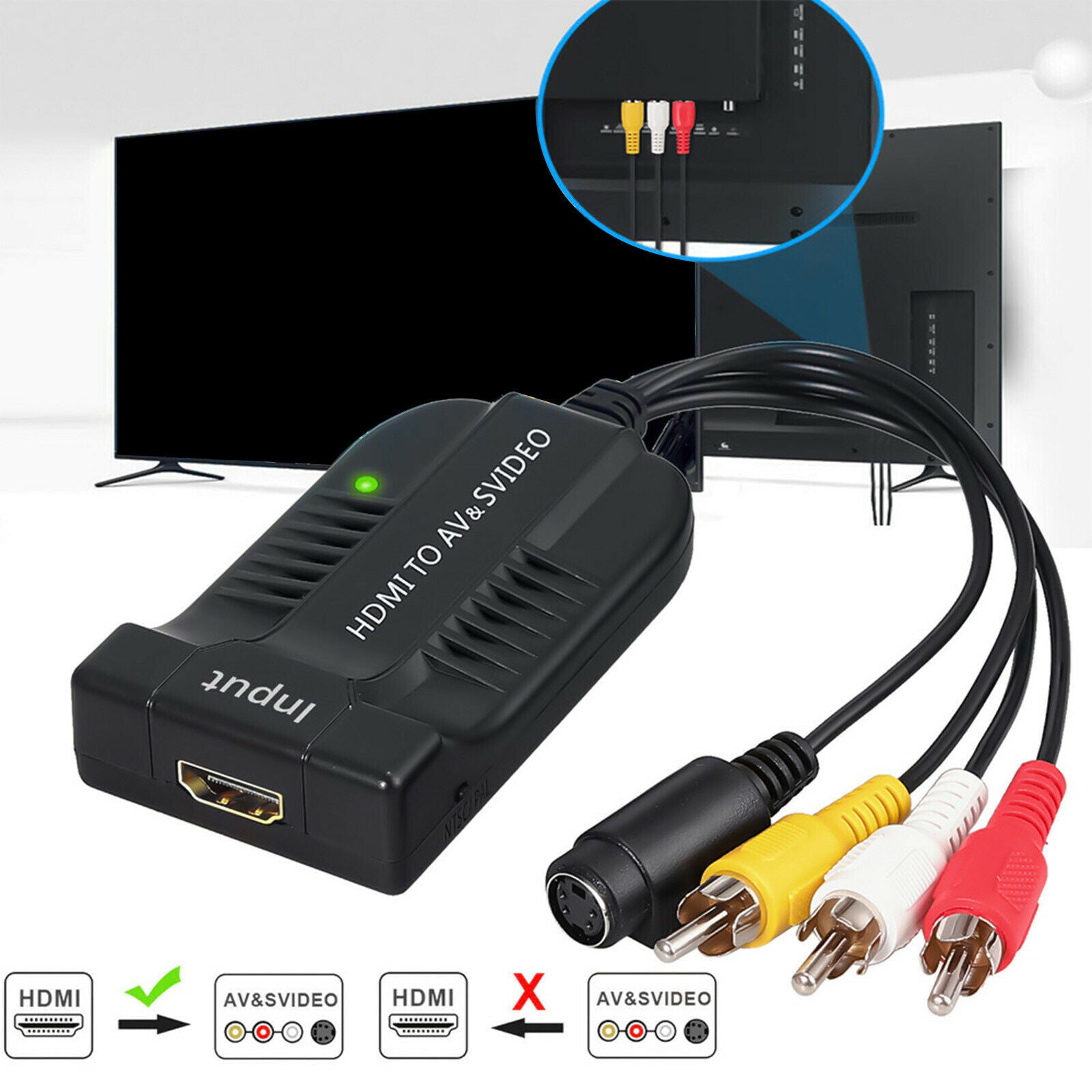 HDMI to Male AV CVBS Famale S-video Multimedia Interface 1080P for Projector
