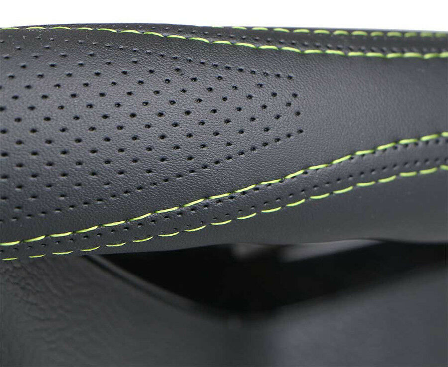 38cm Black  &Blue Suture Micro Fiber Leather Handmade Car Steering Wheel Covers