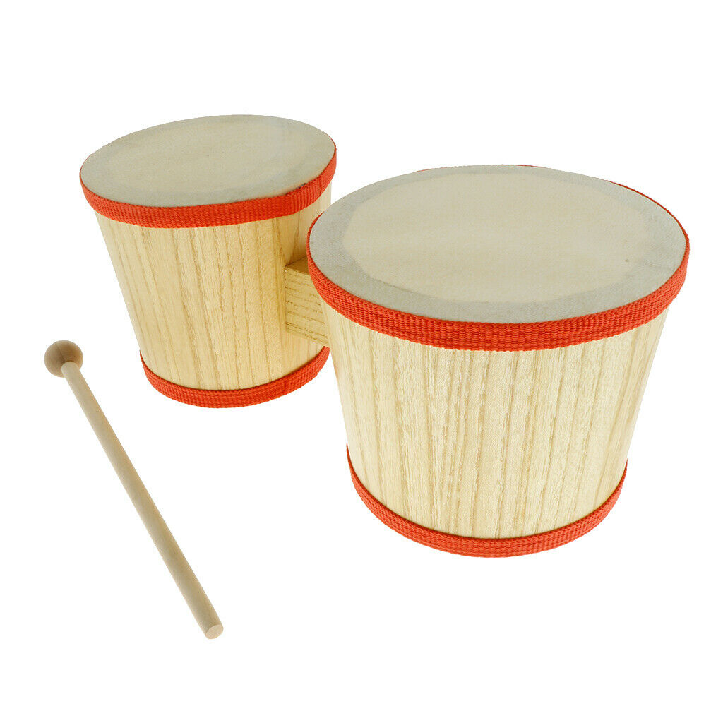 Bongo Drum Made of Polished Wood, Diameter. 4inch 5inch Mini Percussion