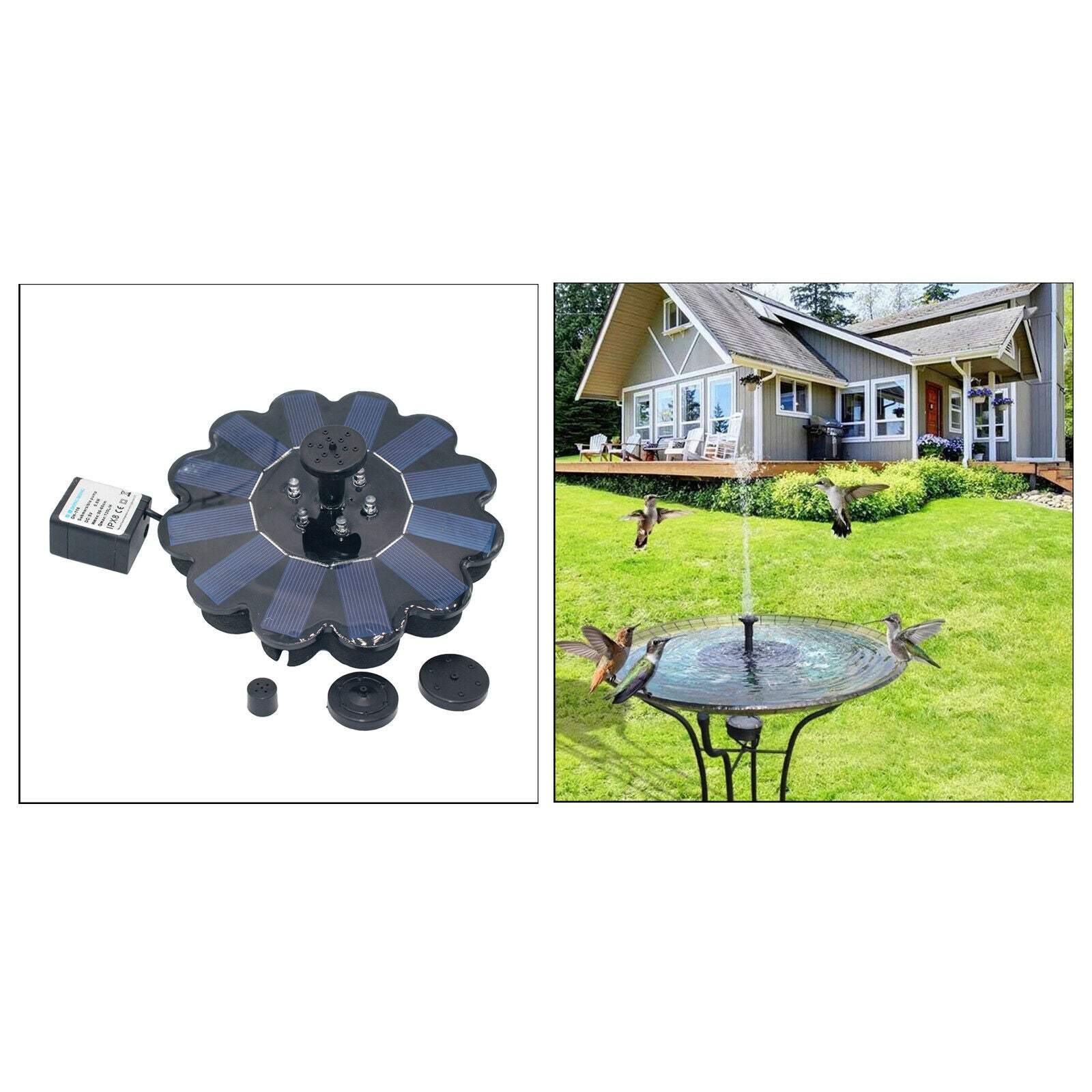 Solar Panel Fountain Pump 1200mAh Battery for Garden Fish Tank Decorations 16cm