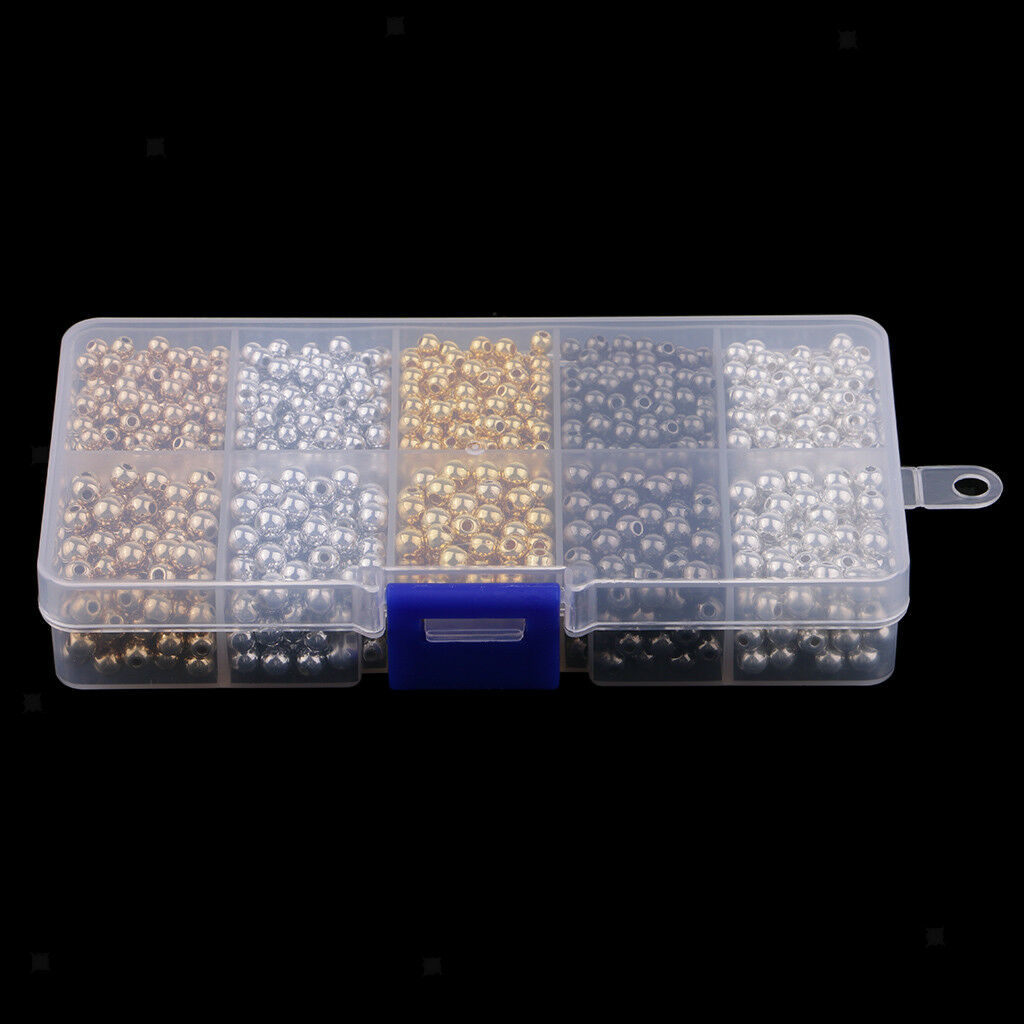 1500PCS Plastic CCB Beads Round Loose Spacer Beads Sets For Jewelry Making