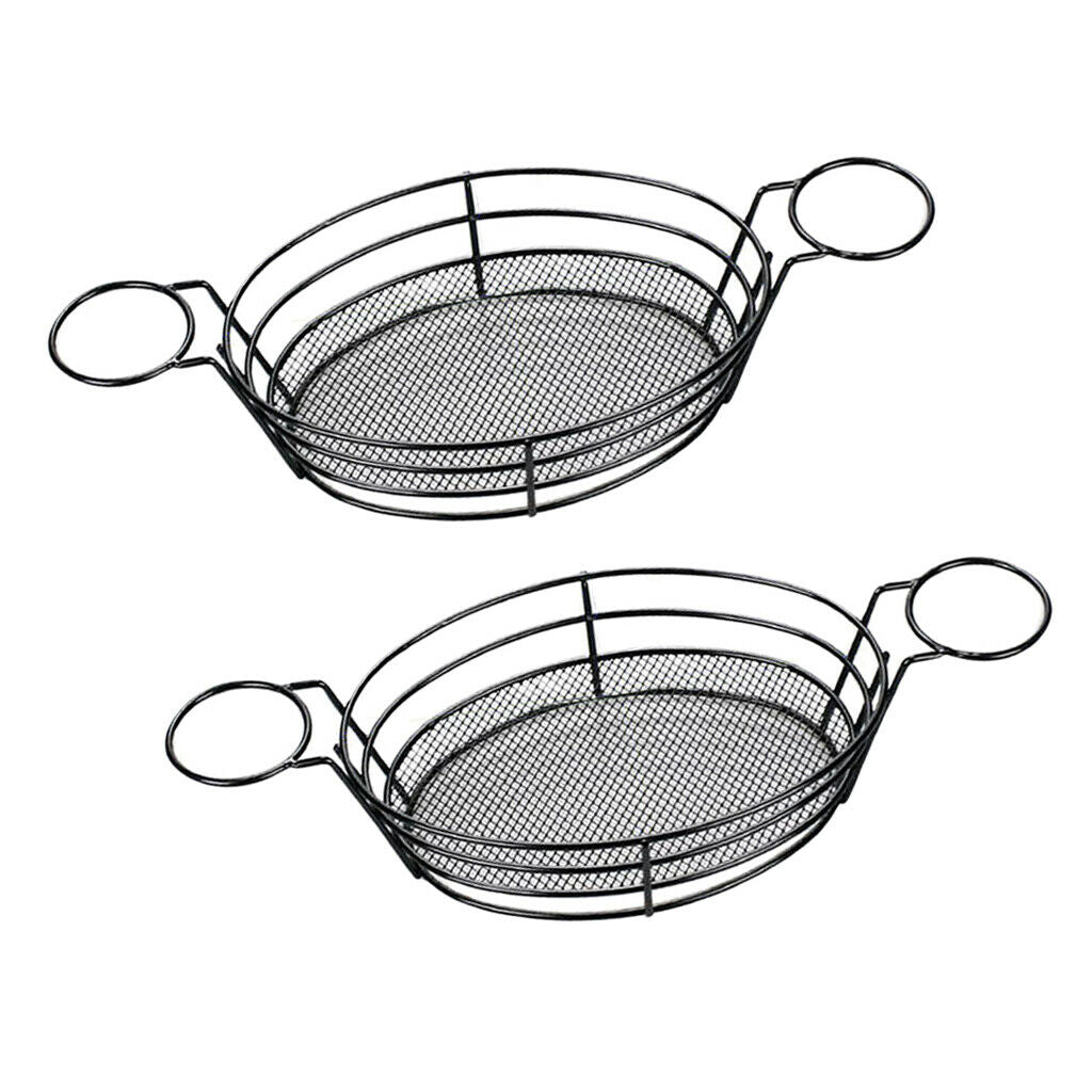 2x Stainless Steel Fries Fries Aperitif Service Basket Sauce Holder