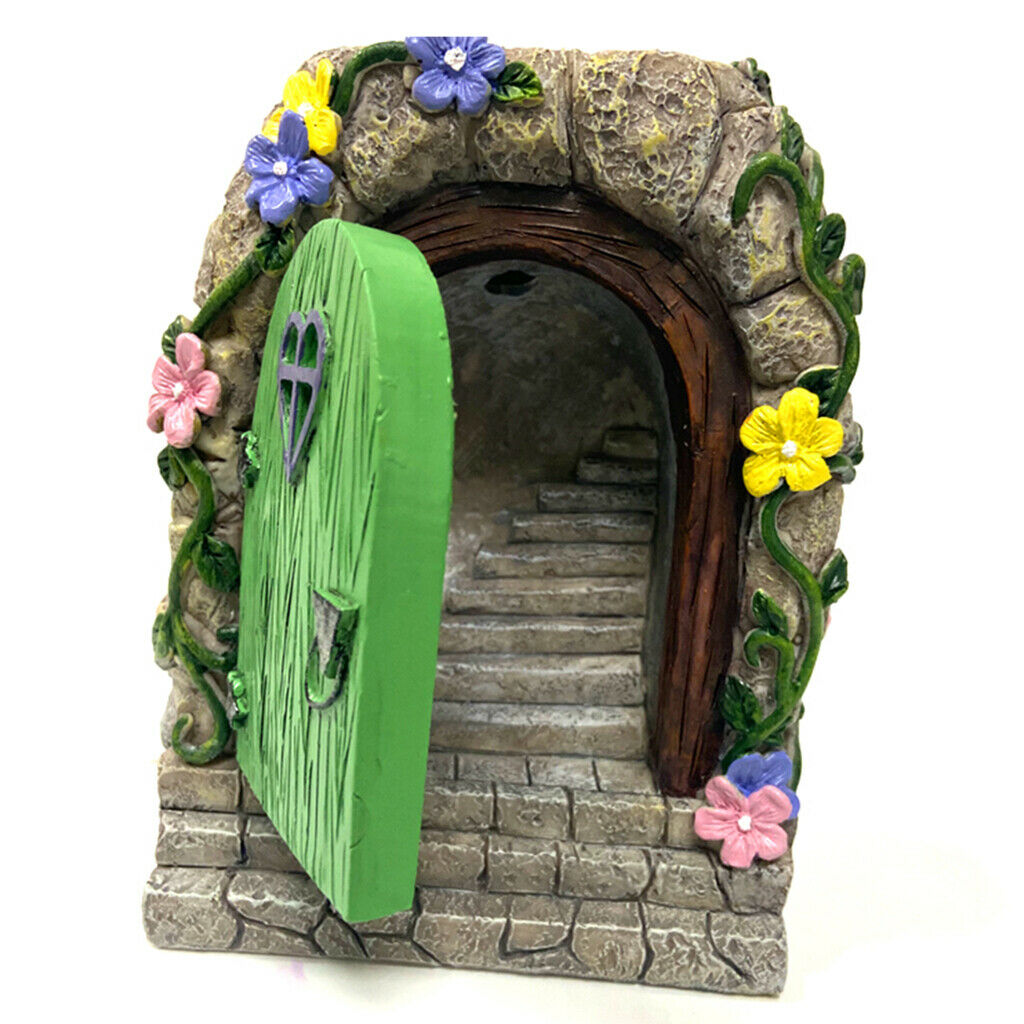 Large Fairy Door Solar LED Stone Door Magical Outdoor Tree Decor 15cm Tall
