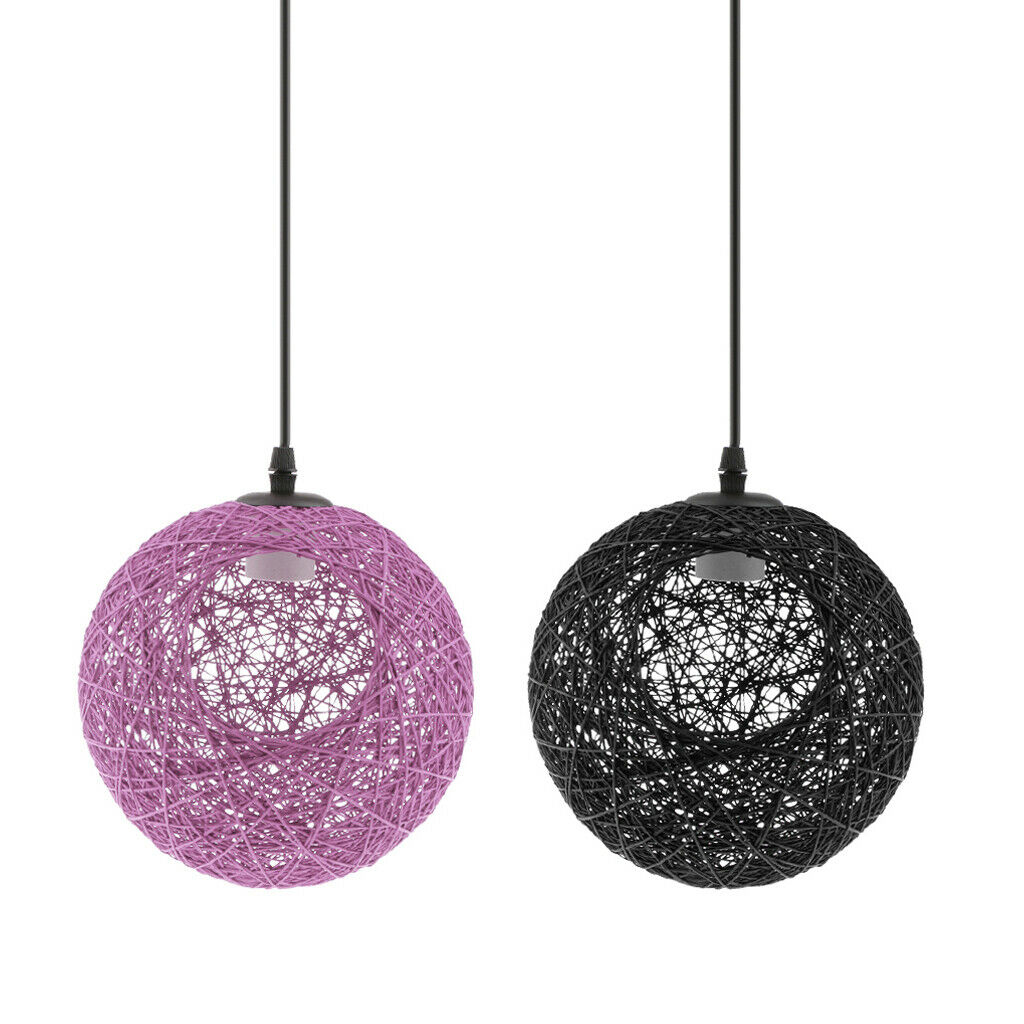2 Pcs Modern Round Wicker Rattan Globe Ball Style Ceiling Pendant Light