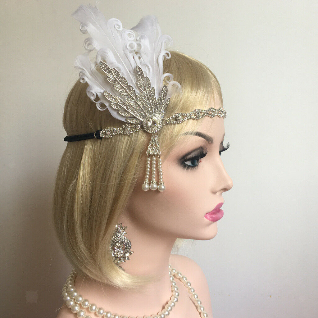 Retro Non-padded Flapper Headband Feather 1920s Headpiece Hair Accessories